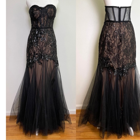 DAVID'S BRIDAL Galina Signature Strapless Corset Gown Tulle Dress #WBM3095 Prom - Picture 2 of 16